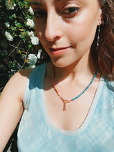 Load image into Gallery viewer, Two tone agate necklace with charm holder
