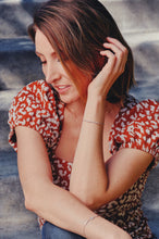 Load image into Gallery viewer, Ceejayeff Model wearing delicate gold and diamond jewelry