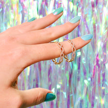 Load image into Gallery viewer, Ceejayeff diamond Marq hoop earring in yellow gold on a hand