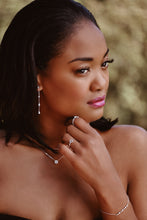 Load image into Gallery viewer, Ceejayeff Model wearing delicate gold and diamond jewelry