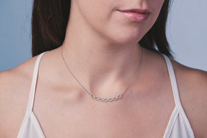 Ceejayeff diamond Marq strand bar necklace shown in white rose and yellow gold