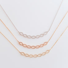 Load image into Gallery viewer, Ceejayeff diamond Marq strand bar necklace in white gold on a model