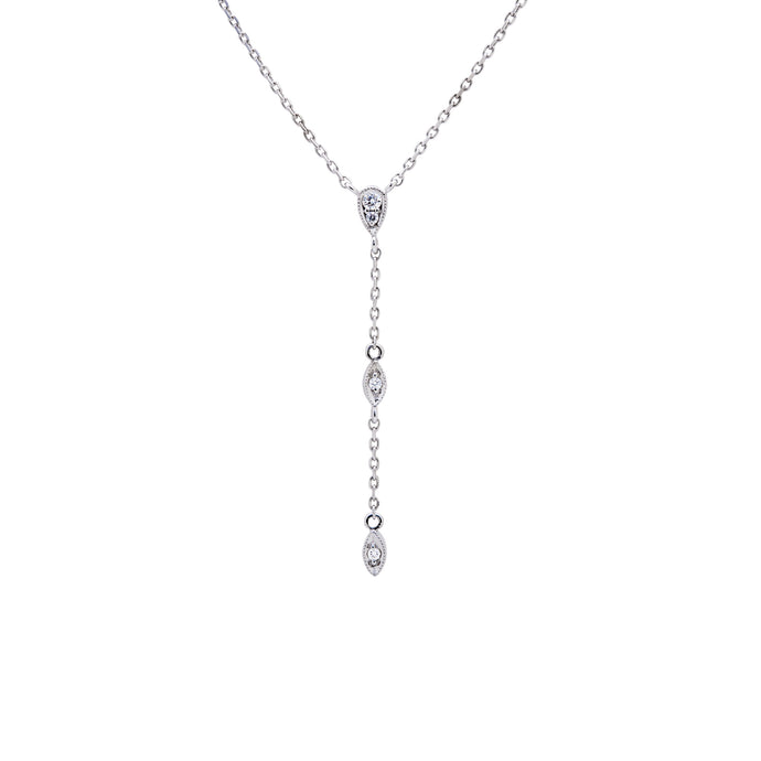 Ceejayeff Marq y diamonds lariat necklace in white gold