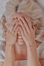 Load image into Gallery viewer, Ceejayeff Model wearing delicate gold and diamond jewelry