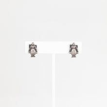 Load image into Gallery viewer, Pair of silver angel earrings on a white card with a white background