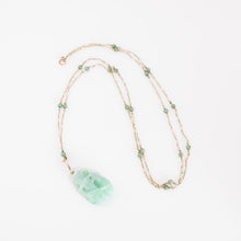 Load image into Gallery viewer, Necklace with green pendant on a white background