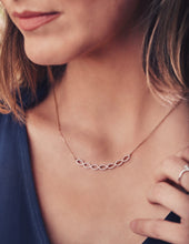 Load image into Gallery viewer, Ceejayeff diamond Marq necklace strand bar necklace in rose gold on a model