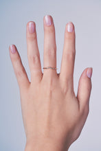 Load image into Gallery viewer, Ceejayeff curve ring and circle Marq gold ring diamond on a hand