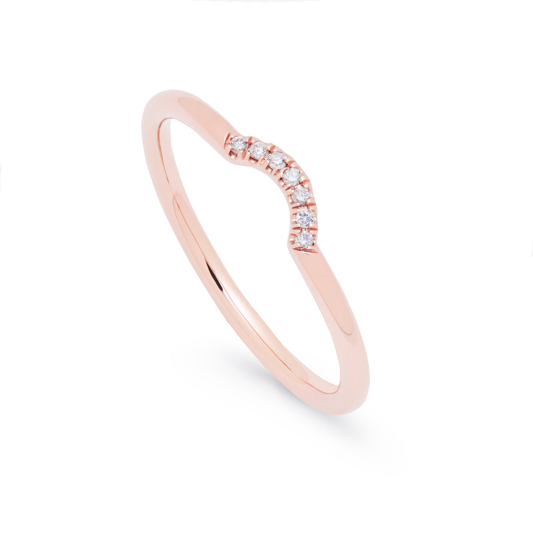 Ceejayeff curve diamond ring in rose gold wedding band