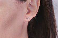 Load image into Gallery viewer, Ceejayeff diamond Marq stud earring in white gold on an ear