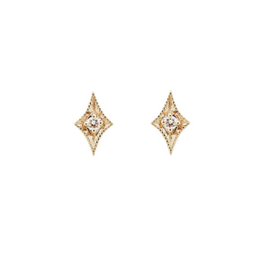 Ceejayeff long star diamond stud earring in yellow gold