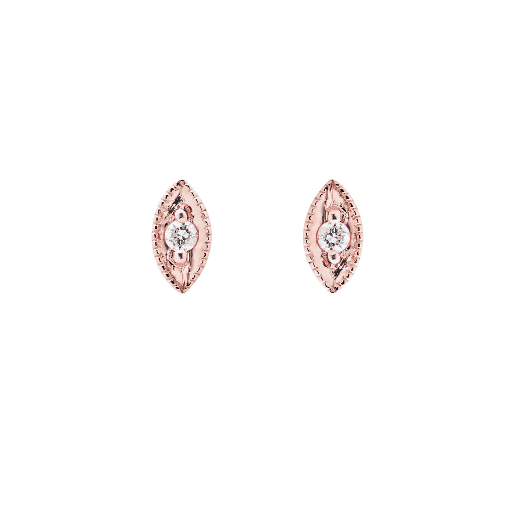 Ceejayeff single diamond Marq stud earring in rose gold